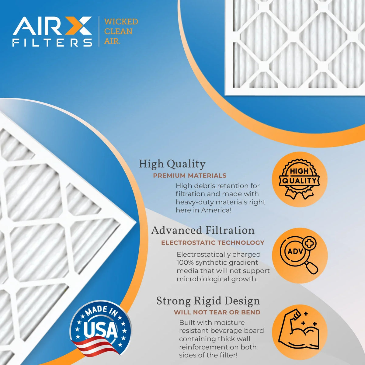 Rating, AIRX Filter AIR. WICKED 1500 Air Made - Furnace MPR USA Pack 16x30x1 12 of by 2200 CLEAN & 13 to FPR 9 Comparable FILTERS Filters MERV - in