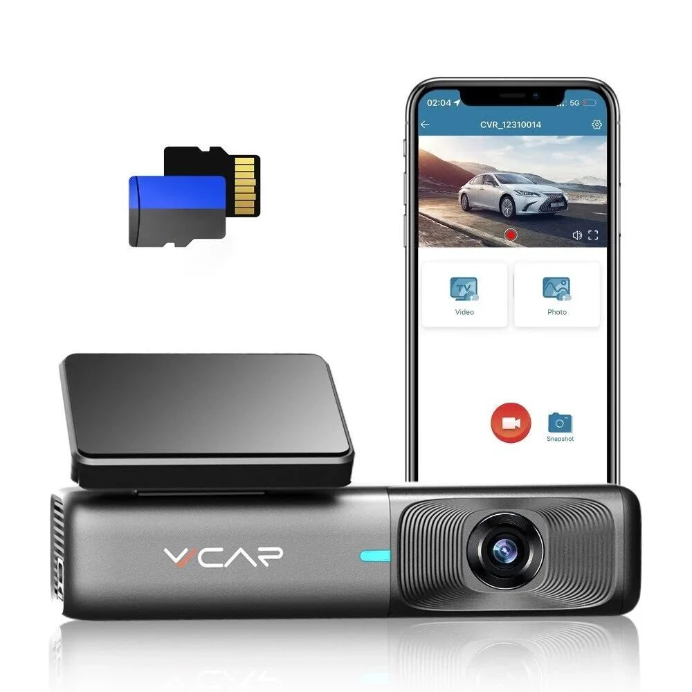 Dash 1440P Support Max, 32G Night Camera VVCAR Vision, Free 128GB Cars Recording, WiFi for Loop Card, Dash Cam G-Sensor, 2.5K Car
