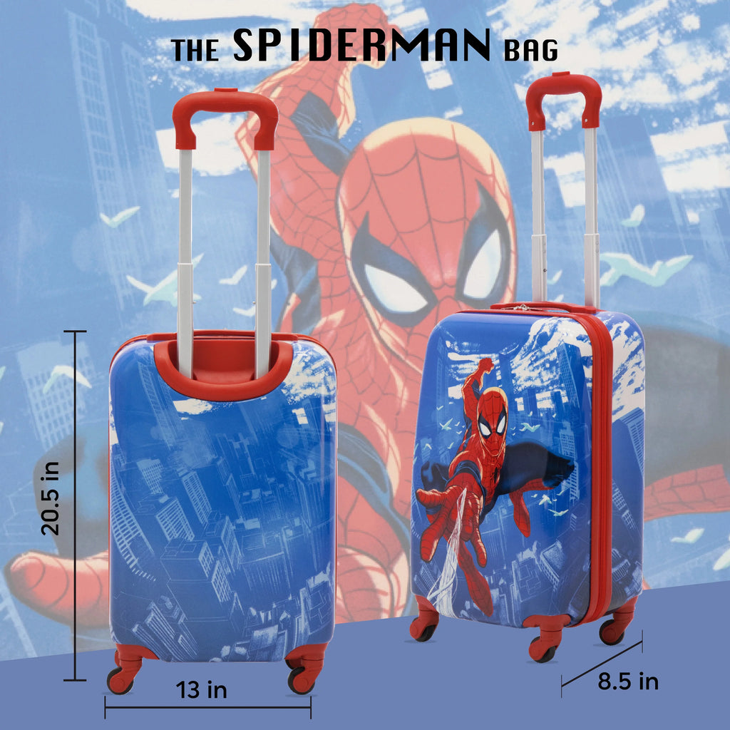with Marvel Luggage, Hardshell Blue Inch Suitcase Kids Spider-Man 21 Carry On Rolling Wheels,