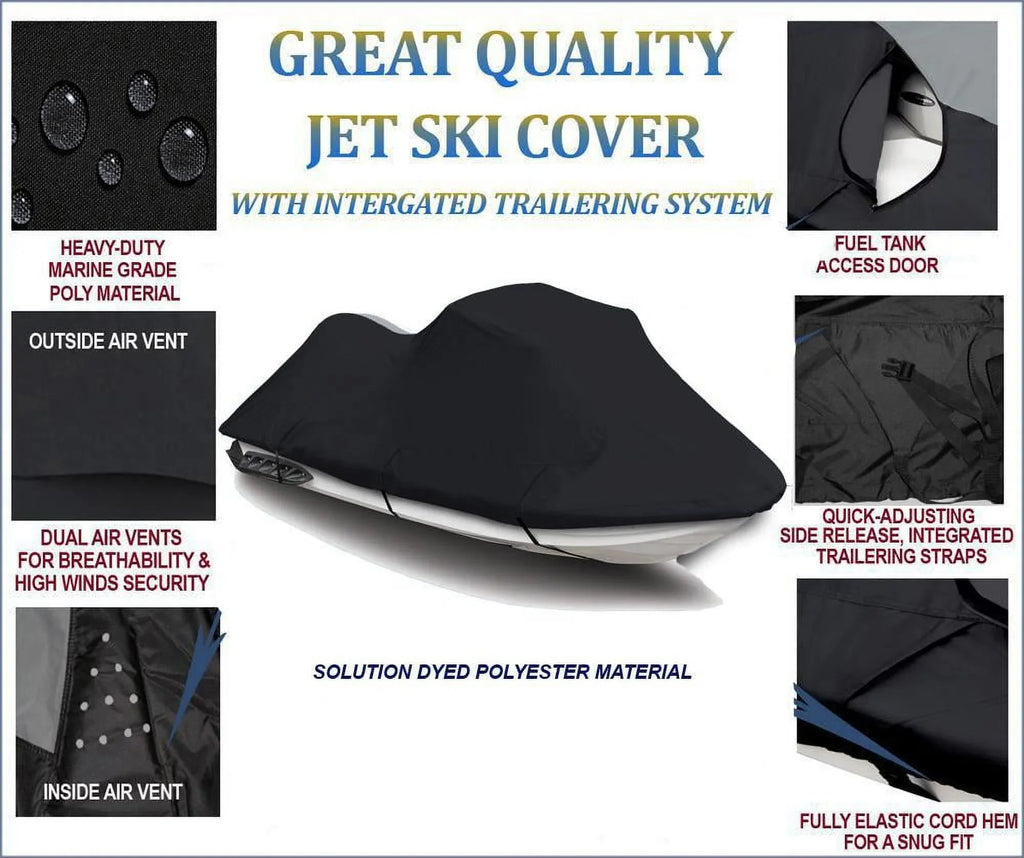 BLACK 2003 SC PWC Ski TEC Doo Compatible JetSki Cover 4 GTX Sea-Doo Bombardier 600 Jet Cover for 2005 Sea Jetski DENIER 2004