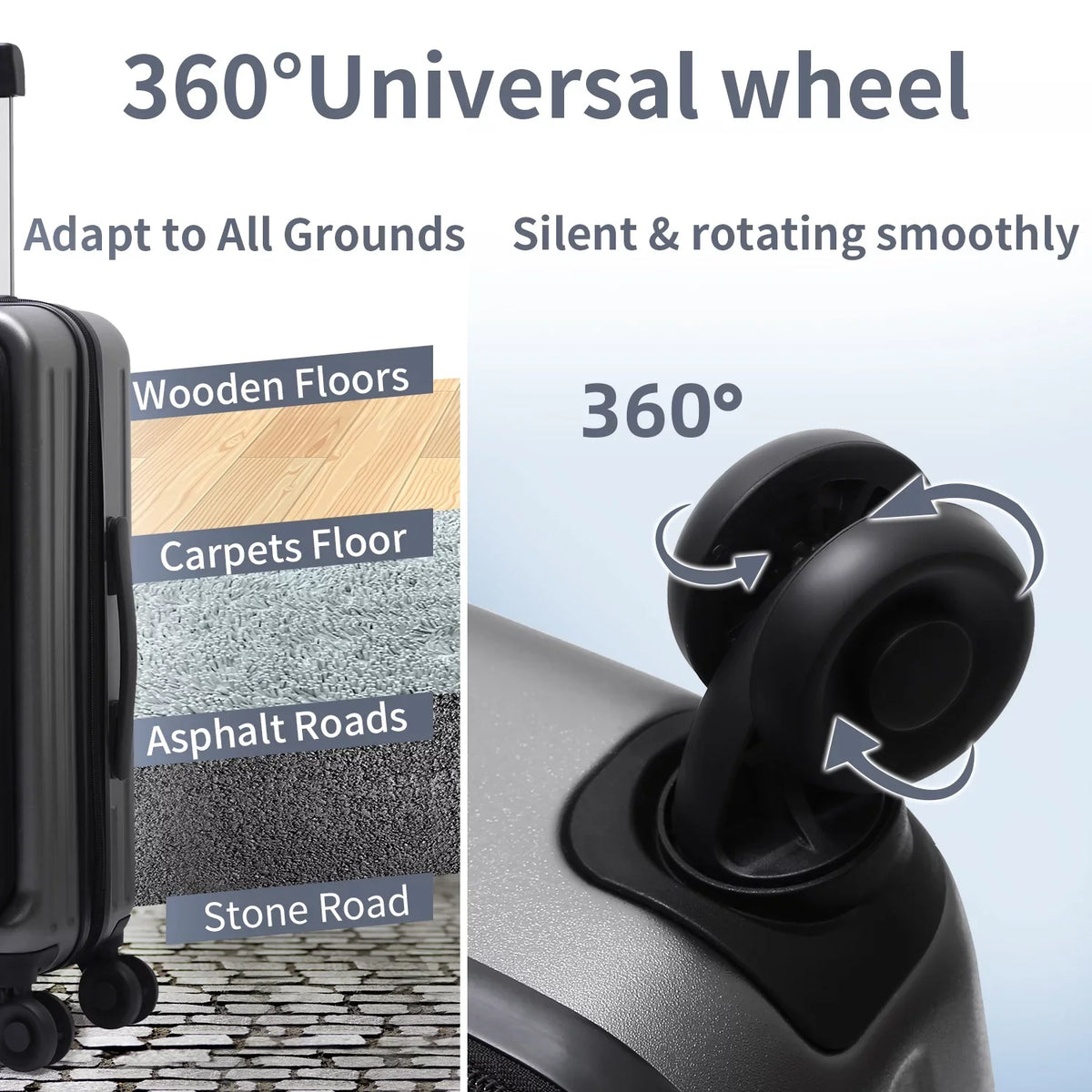 65L,Dark Piece ABS+PC Laptop Lock 20/24 & 2 Only with Pocket TSA 20 Hardshell + Luggage with Lightweight Inch Expandle, & 37~41L Wheels, 24 Front Grey Suitcase Set, Inch Spinner 20