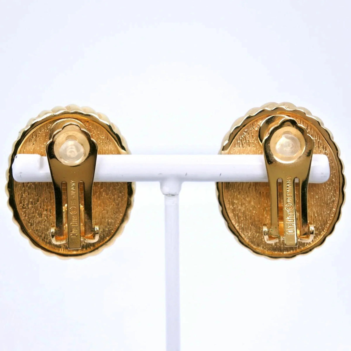 Germany, Gold Dior Blue, Made Christian in Plated, Earrings, Approx. 35.5g, (Good) Pre-Owned Women's